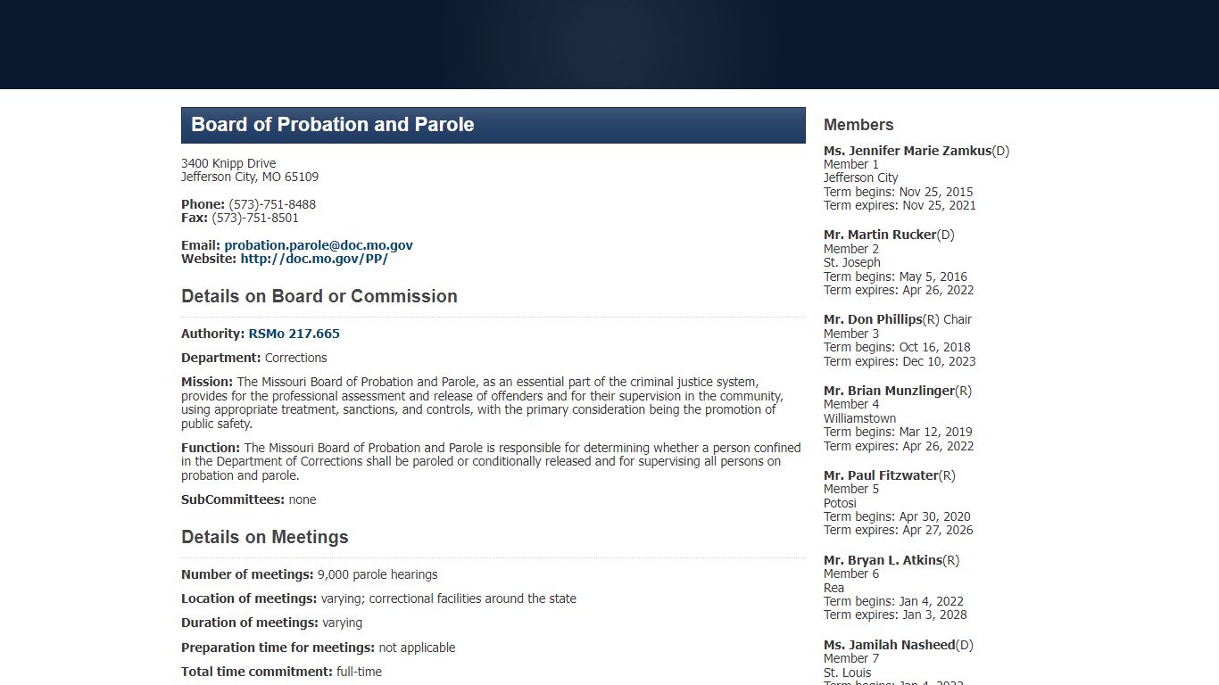 Board of Probation and Parole - Missouri