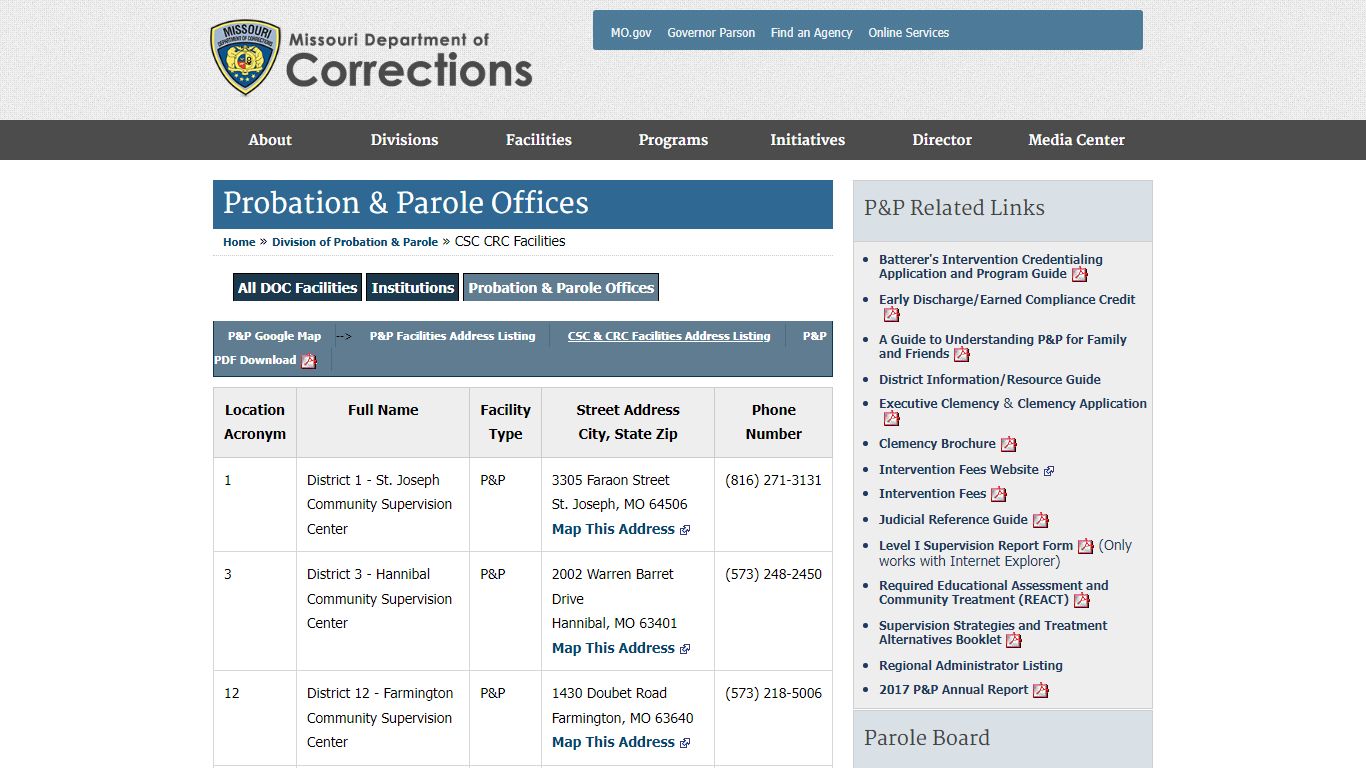 Division of Probation & Parole - Missouri Department of Corrections